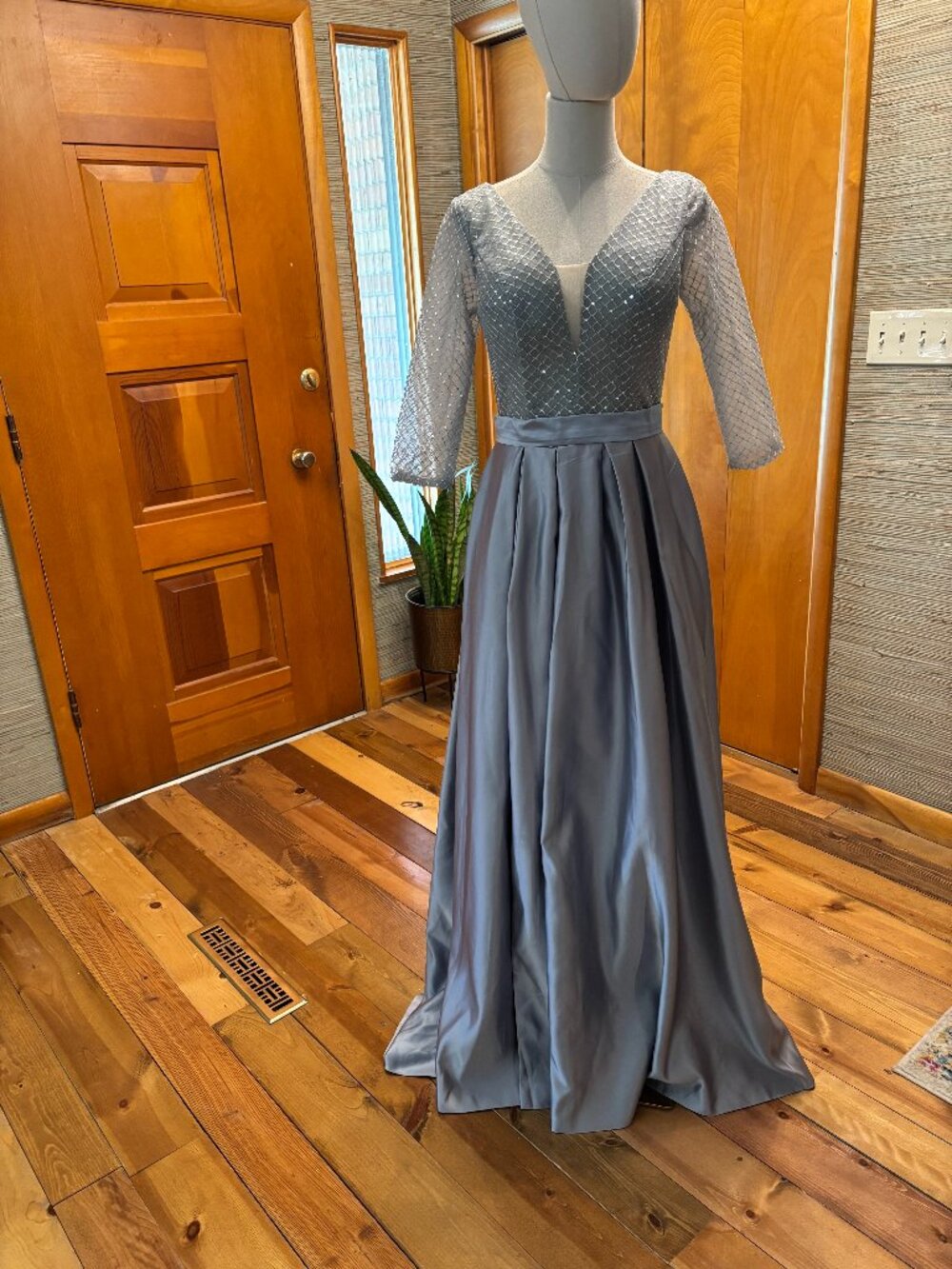 Elegant Silver Evening Gown
